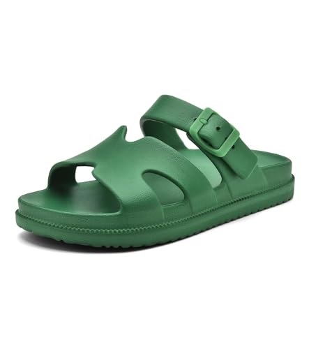 Image of Haifago Women's Flat Sandals with Arch Support, Summer Beach Slip on Slides Comfort Lightweight H-Strap Sandal Adjustable Buckle