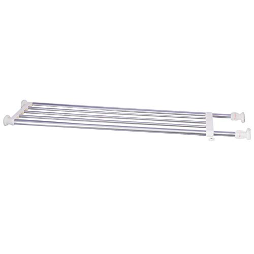 BAOYOUNI Estantería de Acero Inoxidable Ajustable para Armario, Estantería Extensible para Organizar Cuarto de Baño, Cocina, Armario, Nevera o Armario Ropero, Extendable Length: 99-153cm