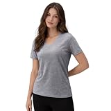 Merino Protect 100% Laine Merinos T-Shirts Femme Col V Manches Courtes sous...