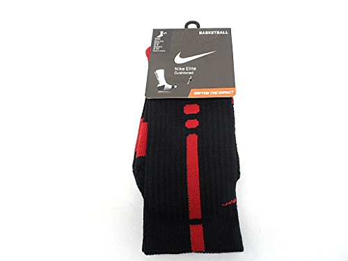 NIKE Men's Elite Basketball Crew Socks - Medium, Black/Varsity Red