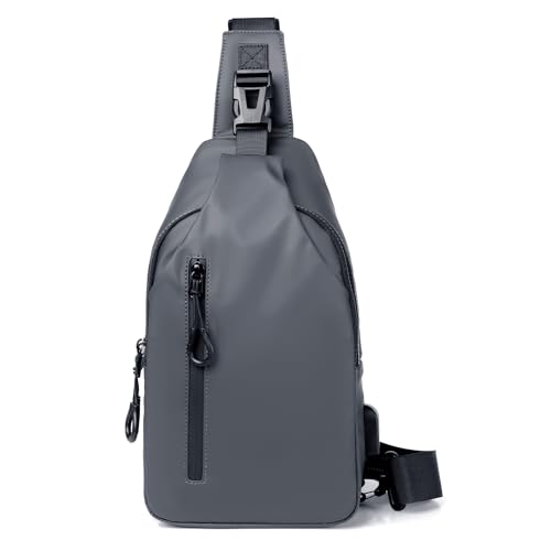 Jupsk Sling Bag Crossbody Backpack Shoulder Bag for Men,Waterproof Sling Chest Bag with USB Charging Port,Lightweight Sling Rucksack Bag,Multipurpose Casual Sling Bags for Sports Outdoor Traveling