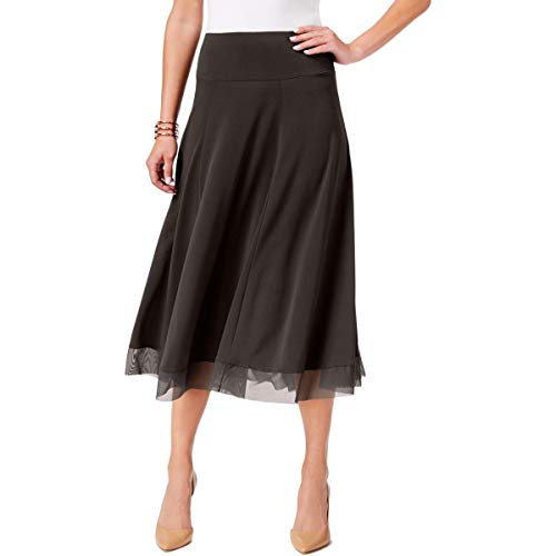 Women's Mesh Hem A Line Skirt Brown Size Medium