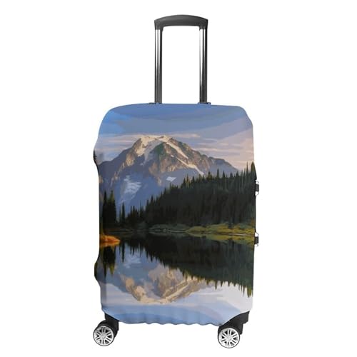 Mountain And Lake Pictures Printed Luggage Cover Protector, Fits 18-32 Inch Luggage