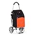 Chariot de Courses portatif Multifonctionnel de Chariots à Main, épicerie se Pliante avec Le Sac à provisions Principal de Voyage de Tabouret, Portant Le Poids 75Kg (Orange)