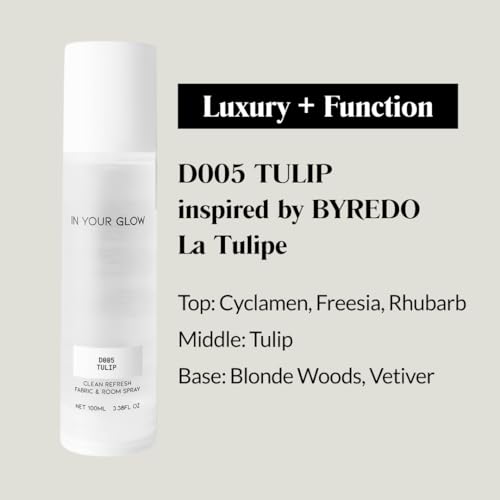 Image of In Your Glow D005 TULIP - Long-Lasting Clean Fabric & Room Mist Spray 100ml | Unisex Luxury Fragrance Spray & Odor Eliminator