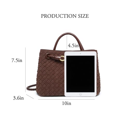 Suede Woven Tote Bag for Women PU Leather Hobo Bags Top Handle Tote Handbag Casual Crossbody Purse Shoulder Satchel Bag3
