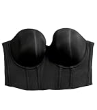 DotVol Longline Bra Strapless Underwire Push Up(Black,38D)