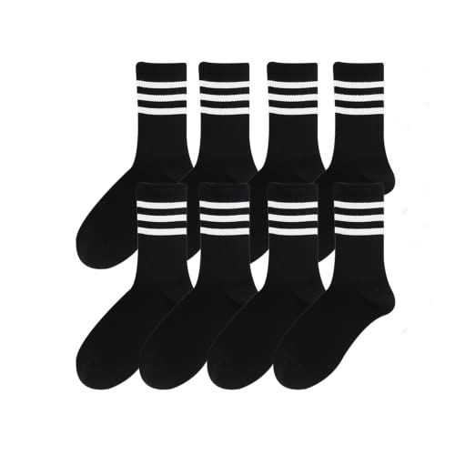 8 Pairs Striped Cute Socks Men's and Women's Spring and Summer Mid-tube Socks Sports High Waist Cotton Socks