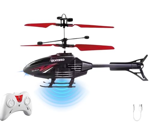 Image of Toy Plastic Helicopteer Remote Control Helicopter for 6 + Years Boys Indoor and Outdoor Helicopter, Palm Sensing Helicopter with led Lights (Pack of 1) (style-11-BR)