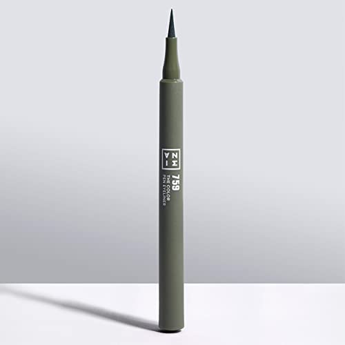 3INA MAKEUP - The Color Pen Eyeliner 759 + The 24h Level Up Mascara 900 - Olive Green Liquid Eyeliner 10h Longwear + Black Mascara for Volume and Length - kit for Sensitive Eyes - Vegan - Cruelty Free - Image 2