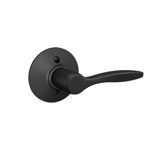 Image of Schlage Delfayo Non-Turning Dummy Door Handle, Right Handed, Matte Black | Non-turning dummy lever door handle with no latch or lock, Decorative pull, One sided, Easy to install, Certified durability