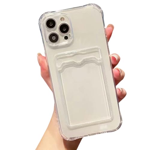 OonMan Coque transparente en silicone antichoc avec porte-cartes pour iPhone 12 Pro-Clear