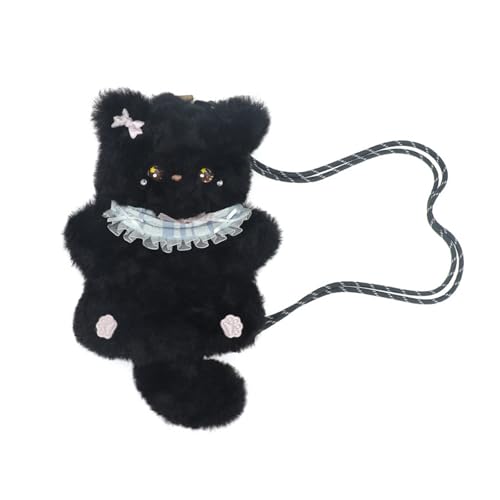 Cats Shaped Purse Crossbody Bag Plush Cats Shaped Shoulder Bag Animal Purse Trendy Clutches Bag With Adjustable Strap