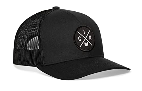 HAKA Cincinnati Black Trucker Hat – CIN Mesh Snapback Cap for Men, Women & Golf, City X Design Baseball Dad Hat