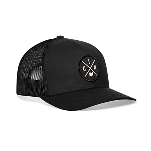 HAKA CIN City Trucker Hat, Cincinnati Hat for Men & Women, Adjustable Baseball Hat, Mesh Snapback, Sturdy Outdoor Black Golf Hat (Black)