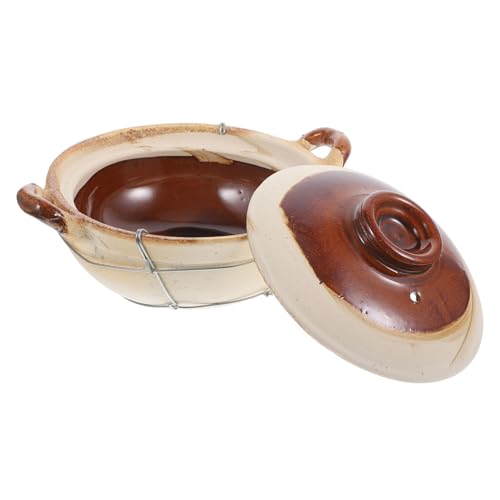 Cabilock Marmite à Poignée Unique 0,5l En Terre Cuite Blanche Cocotte Ménagère Antiadhésive Pour Cuisson à La Plaque De Cuisson Usage Familial