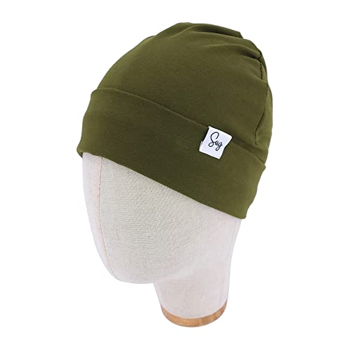 Jersey Beanie Hat For Newborn Baby Boys Girls Silky Satin Lined Hats Bonnet Toddler Infant Little Kids Beanies Caps(6M-3T,007 Cott Olive) #TOP1