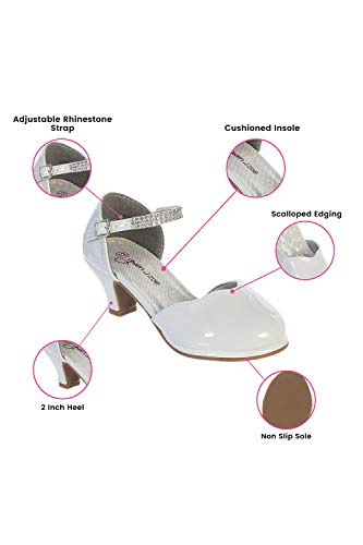 Girls White Dress Shoes for Girls Little Girls Heels Girls Dress Shoes Flower Girl Shoes for Wedding High Heels for Kids First Communion Girls Pageant Shoes for Girls Size 24