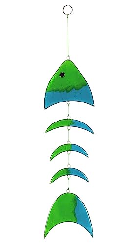 HAB & GUT -HA0044- Windspiel grün-blau-türkis Fisch durchsichtig,...