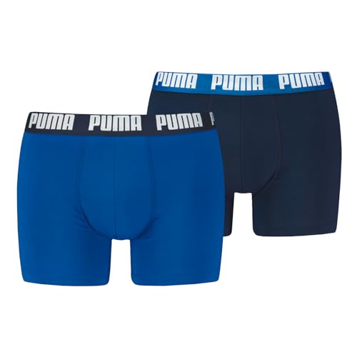 PUMA Herren Boxer Boxershorts Shorts Unterhosen Comfort Stretch 2er Pack, Farbe:Blau, Größe:L, Artikel:-005 True Blue – Ansicht 1