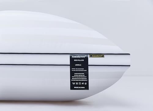 Amolavet Hotel Kissen 40 x 80 2er Set Weiches Kopfkissen 40x80 Verstellbares Down Alternative Füllung Schlafkissen Rückenschläfer und Seitenschläfer Nackenstützkissen für Ganzjährig