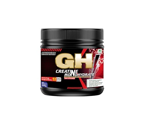 GH Creatine Monohydrate (250G,83 Servings) Increased Muscle Mass Fast Recovery Volumization, Strength (250 g, Unflavored)