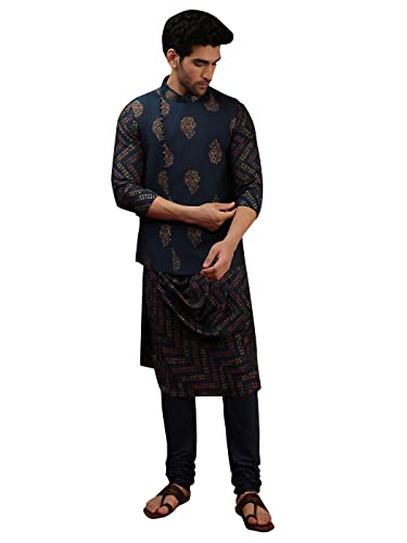 Elina fashion Men's Indian Rayon Kurta Pajama And Nehru Jacket (Waistcoat) || Designer Ethnic Wedding Diwali Puja Set