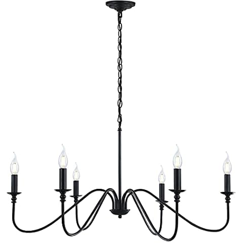 Black Chandelier, 6-Light Rustic Industrial Iron Chandeliers Cover