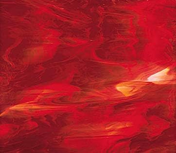 Oceanside Fusible Art Glass Sheet - Red/White - 96 COE - 8" X 12" (.67sf) By Stallings Stained Glass