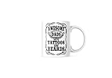 Generic Awesome Dads Have Tattoos and Beard Mug Fathers Day Coffee Mug,Large Coffee Mugs,11 Ounce Ceramic Cup,Dishwasher and Microwave Safe M307