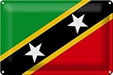 FEMER Blechschild Flagge St. Kitts & Nevis 30x20cm Saint Kitts