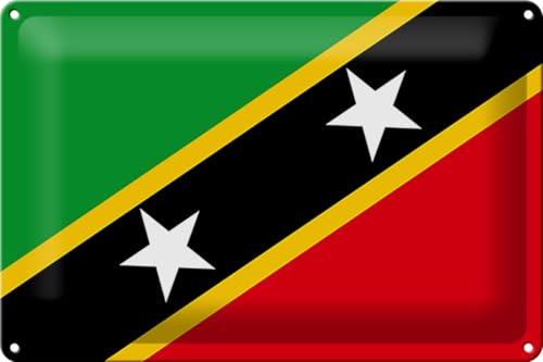 FEMER Blechschild Flagge St. Kitts & Nevis 30x20cm Saint Kitts