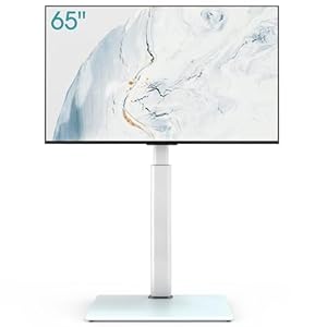 AOKCOS Support TV sur Pied pour TV de 32-65 70 Pouces - Pied TV Plus Haut 1095 MM - 1350 MM Pivotant 60° Inclinaison 12° jusqu'à 40 KG Max. VESA 400x400 MM