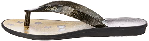 Chinelo Barbie Faces, Grendene Kids, Criança Unissex, Preto/Preto Dourado, 31