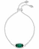Kendra Scott Elaina Link Chain Bracelet for Women, Fashion Jewelry, Rhodium-Plated, Emerald Cats Eye