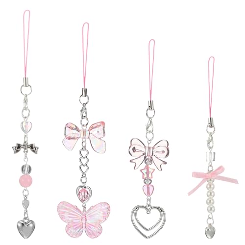 Lusofie 4 Pcs Y2K Phone Charm Pink Phone Charm Y2K Keychain Backpack Charms Phones Strap Charms For Bag Purse Backpack Camera Decor
