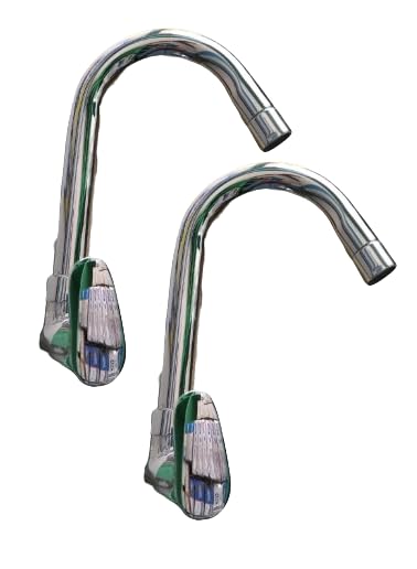 Stainless Steel Long Body taps for Bathroom (Brass Sink Cock Set of - 2)
