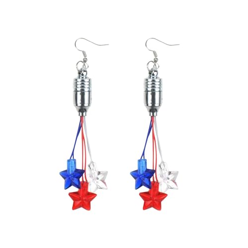 Boucles d'oreilles chat du 4 Juillet illuminées à LED pendantes avec effet scintillant