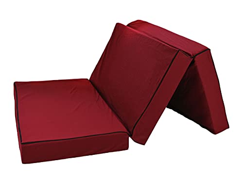 SHOGAZI Colchón Plegable 120 x 200 x 12 cm, para Adultos y niños, colchón de Invitados, Camping, colchón de Viaje, Plegable, Taburete, Peso 120 kg, Made in Germany, Color Rojo Cover