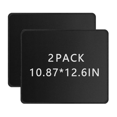 Anpuimult 2 PCS Black Mouse pad Bulk with Stitched Edge,10.87x12.6 inches 3mm Thickness Premium Textured Non-Slip Rubber Base Washable for Office and Home Use