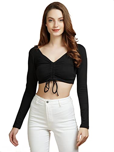 Image of Casual Regular Sleeves Solid Women Crop Top