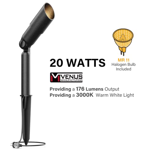 Venus Manufacturing 4Pack Low Voltage Spotlight & Floodlight 12V Weatherproof Outdoor Landscape Flood Light Kits 20 Watt Halogen Spotlights 3000K Warm White Garden Trees Spot Light With Spike #TOP1