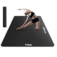 HAPBEAR Large Yoga Mat for Women-183cm116cm6mm, TPE Non-Slip, Durable, Eco-Friendly, Extra Large Thick Wide Exercise Mat for Pilates,Gym,Workout,Home,Fitness-Black