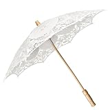 Garneck Parapluie de Mariage en Dentelle Beige 38 Cm Double Couche, Ombrelle Élégante pour Demoiselles D’honneur, Accessoire Photo et Cérémonie, Parapluie Léger 64 G pour Cérémonie