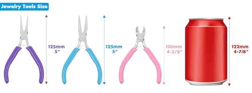 Jewelry Shynek Set of 3 Plier Round Nose and Wire Pliers for Jewelry Making, Repair, and Wire Winding, DIY