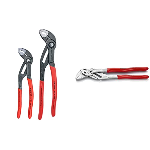 KNIPEX Tools - 2 Piece Cobra Pliers Set (87 01 180 & 87 01 250) (003120V01US) & KNIPEX Tools - Pliers Wrench, Chrome (8603250), 10-Inch