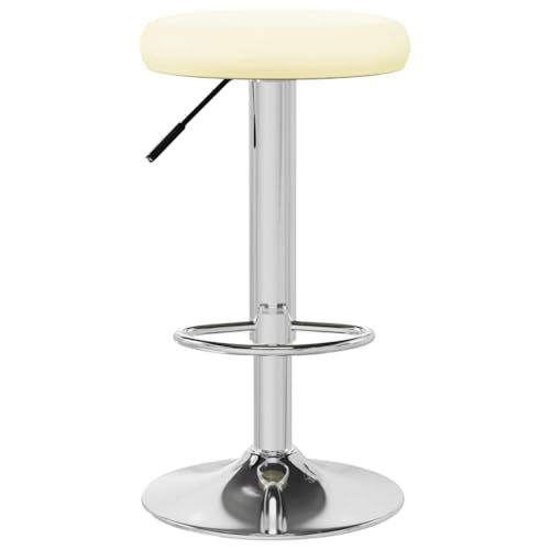 Tabourets de bar crème lot de 2 réglables avec structure en acier chromé