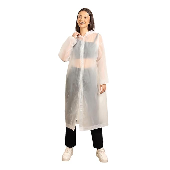 Poncho Raincoat with Hood | Adjustable Drawstring & Snap Button Closure | Waterproof Rain Cover | Reusable Rain Poncho for Travel Hiking Camping Outdoor Activities (Pack Of 1)-image-34
