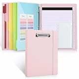 SKYDUE Clipboard Folio with Refillable Notepad, 13.2' × 10.2' PU Clipboard Folder Includes 5 Dividers with 10 Pockets, Labels, 3-Ring Binder Great for School Office (Fit A4/Letter Sized Paper)