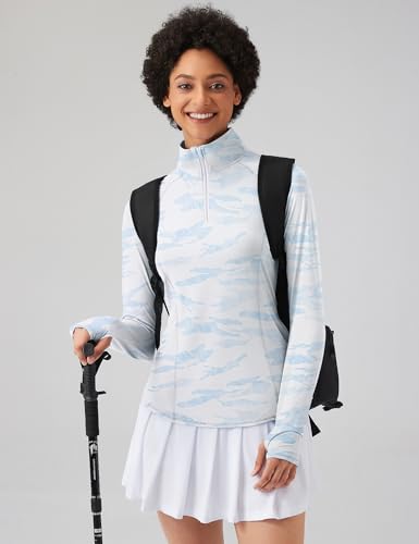 Image of LOMON Women Long Sleeve Shirts Sun Protection 1 /4 Zip Summer Quick Dry Hiking Shirts Quarter Zip Pullover for Women
